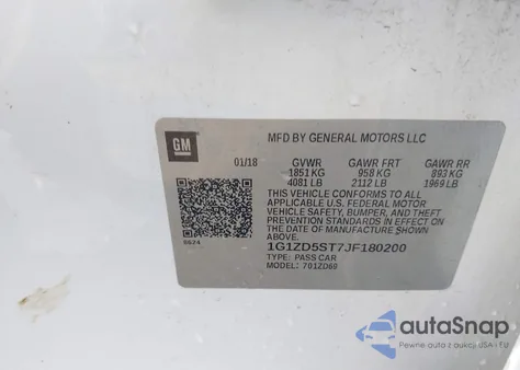 2018 Chevrolet Malibu Lt z USA, uszkodzony, nr VIN 1G1ZD5ST7JF180200